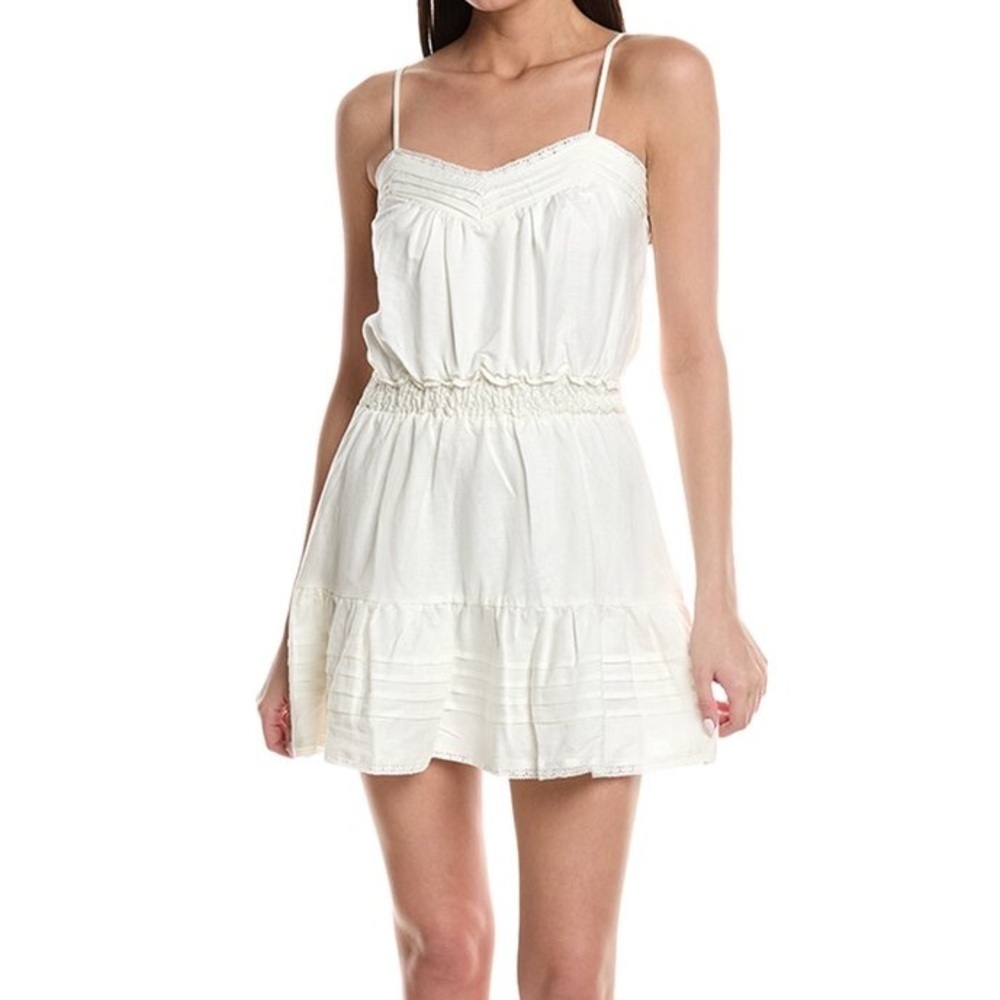 **Saltwater Luxe Linen-Blend Mini Tank Dress – Off-White – Size XL**